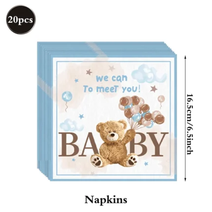 Cute Teddy Bear Disposable Tableware Set Plates Napkins Kids Bear Birthday We Can Bearly Wait Baby Shower Party Decors Supplies - Image 8