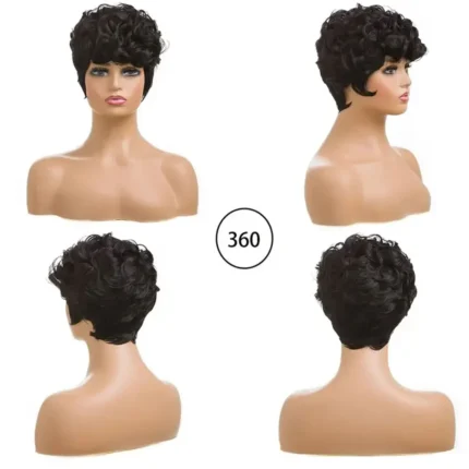 8 Inch Short Curly Wavy Blonde Black And Grey Wigs For Women Natural Looking Synthetic Hair Replacement Wig - Image 4