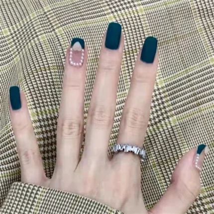 24PCS Short Silver Blue Star Moon Fake Nail Finished Product Full Cover Acrylic Removable Reusable Waterproof Press on Nails Art - Image 3