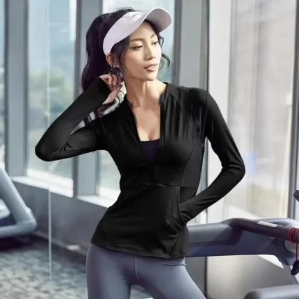 2024 Women Sport Jacket Zipper Yoga Coat Clothes Quick Dry Fitness Jacket Running Hoodies Thumb Hole Sportwear Gym Workout Top - Image 21