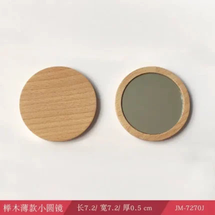 Wood Cosmetic Mirror Round Portable Mirrors Makeup Mirror Student Portable Makeup Small Princess Makeup Mirrors - Image 5