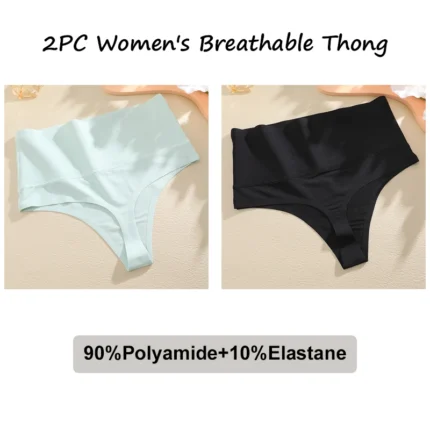 FINETOO 2Pcs Women Waffle Bodysuit Shapewear Sexy High Waist Panties Tummy Control Thongs Female Breathable Slimming Underwear - Image 20