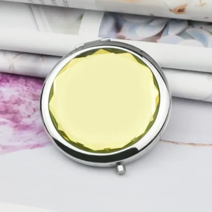1Pc Folded Compact Mirrors Gold Silver Pocket Mirror Making Up for Personalized Gift Luxury Crystal Makeup Mirror Portable Round - Image 6