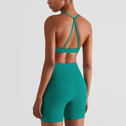 2024 New Yoga Shorts Sets Shockproof Vest High Waist Shorts Breathable Women's Tight Fitting Sports Yoga Sexy Crop Top Gym Set - Image 13