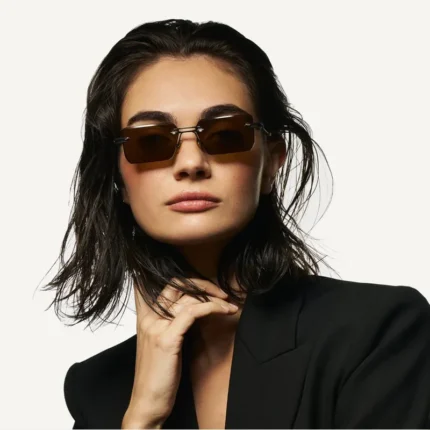 EVIJA Retro Rimless Sunglasses for Mem Square Fashion Shades Tinted Lens Metal Frameless Rectangle Glasses Women UV400 with Case - Image 6