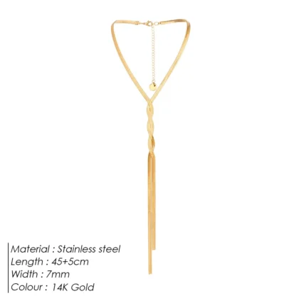 eManco Stainless Steel Necklaces Trendy New Fashion Blade Chain Necklace For Women Jewelry Dinner Party Luxury Party Gift - Image 7