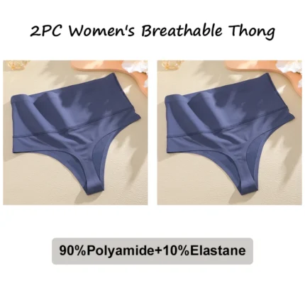 FINETOO 2Pcs Women Waffle Bodysuit Shapewear Sexy High Waist Panties Tummy Control Thongs Female Breathable Slimming Underwear - Image 12