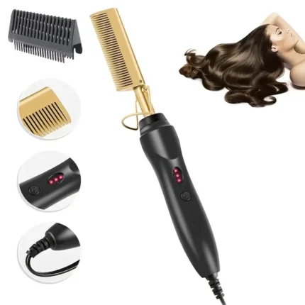Versatile 2-In-1 Electric Hair Straightener and Curler with Hot Comb Feature, Ideal for Wet and Dry Hair Styling - Image 5