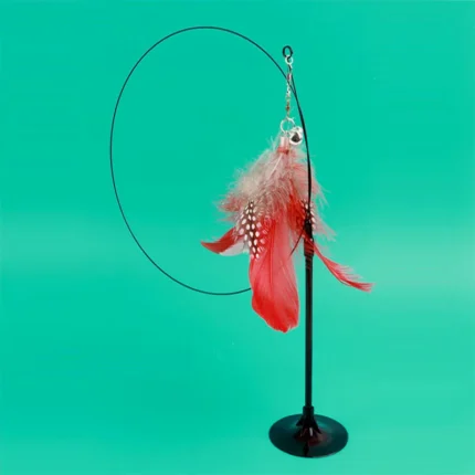 Funny Cat Toy Folorful Fluffy Feather With Bell Sucker Cat Stick Toy Kitten Play Interactive Detachable Teaser Wand Cat Supplies - Image 7