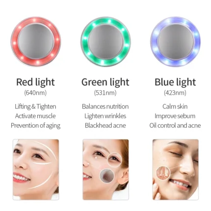 Red Blue Green 3 Light Therapy Cold Hammer Facial Skin Massage Machine Cryotherapy Ice Healing Face Care Massager Beauty Tools - Image 3