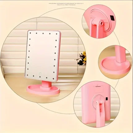 1PC-LED Beauty Mirror with Night Light Function - Touch Sensor, Rotating Stand & Built-in Storage, Ideal Gift for Makeup Lovers - Image 3