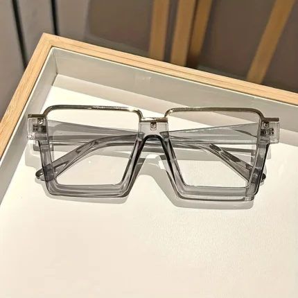 Chic Square Candy-Colored Glasses for Women - Durable Plastic & Metal Frame, Blue Light Blocking Clear Lens, Perfect for Parties - Image 5