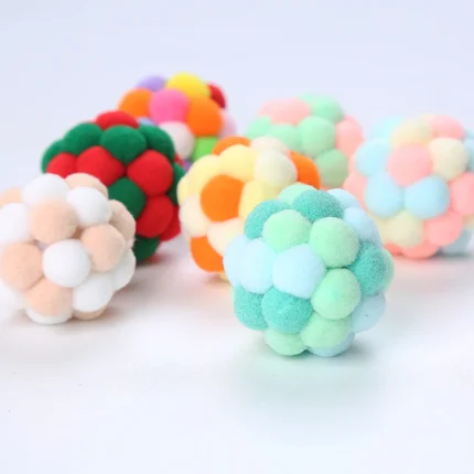Cat toys Colorful handmade bell ball Elastic ball interactive chase pet supplies - Image 6