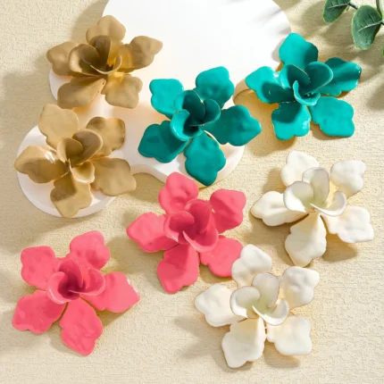 girlgo ZAA Statement Big Flower Earrings 2025 New Beach Holiday Creative Fashion Pendientes Suitable for Wearing Jewelry Summer - Image 4