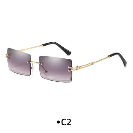 Fashion Rimless Rectangle Sunglasses Women Men Alloy Trendy Brand Small Square Sun Glasses Gradient Black Lens Shades UV400 - Image 14