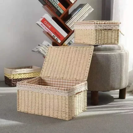 Large Paper Rope Woven Storage Basket, Storage Basket, Organizing Box, Living Room, Bedroom, Study, Toy Stackable Storage Box - Image 3
