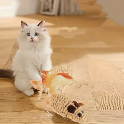 1/4pcs Sisal False Mouse Cat Toy Bite Resistance Stuffed Toy Interactive Cat Toy Simulation Mice Kitten Self-Playing Plush Toys - Image 5