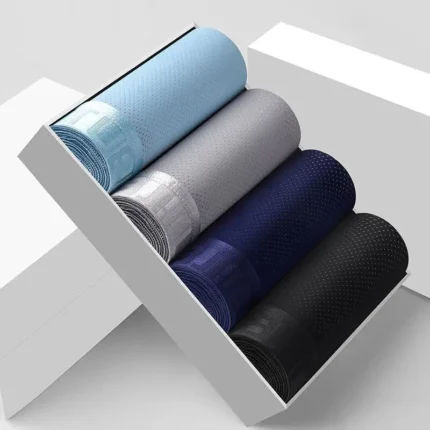 4pcs Ice Silk Mesh Boxer Shorts Men's Underwear Cool Underpant Breathable Sexy Slim Panties Bamboo Lingerie Wholesale Lots L-6XL - Image 9