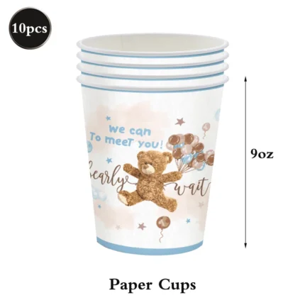 Cute Teddy Bear Disposable Tableware Set Plates Napkins Kids Bear Birthday We Can Bearly Wait Baby Shower Party Decors Supplies - Image 9