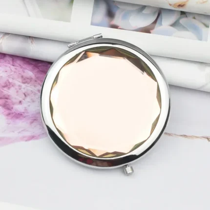 1Pc Folded Compact Mirrors Gold Silver Pocket Mirror Making Up for Personalized Gift Luxury Crystal Makeup Mirror Portable Round - Image 3
