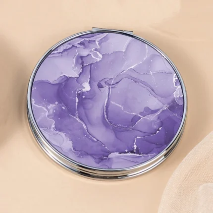 Stripe Pattern Vintage Hand Women Mini Compact Makeup Mirror Portable Green/Purple/Blue Bag Mirror - Image 7