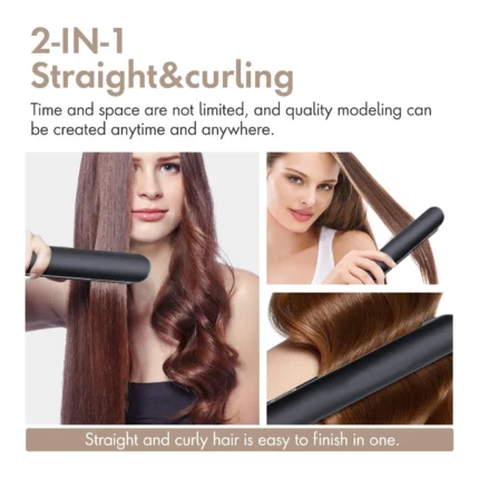 Wireless Portable Type-C Hair Straightener and Curler for Instant Styling Perfect Travel and Dorm Use Gift - Image 4