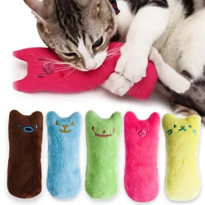 Teeth Grinding Catnip Toys Funny Interactive Plush Cat Toy Pet Kitten Chewing Vocal Toy Claws Thumb Bite Cat Mint for Pets