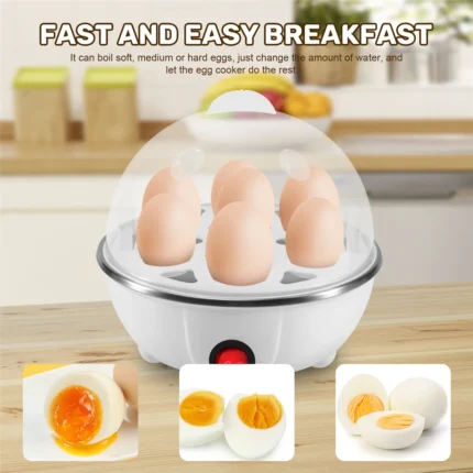 Electric Boiled Egg Cooker Boiler Maker Rapid Heating Stainless Steel Steamer Pan Cooking Tool,White EU Plug - Image 5