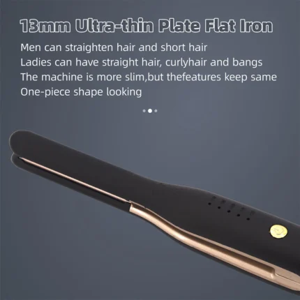 RUCHA Hair Straightener Small Flat Iron for Short Hair and Pixie Cut Dual Voltage Beard Thin Pencil Flat Iron Titanium Travel - Image 3