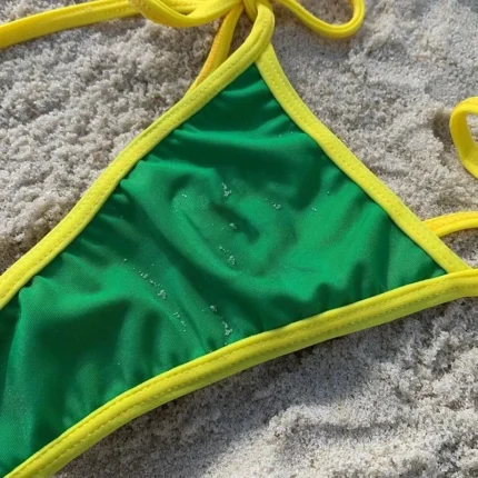 New 2PCS Green Bikini High Waist Sexy Thong Bikini Set Swimsuit Women Brazilian Swimwear Biquini Swim Bathing Suits Tie Women 2# - Image 6