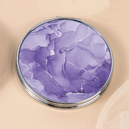 Stripe Pattern Vintage Hand Women Mini Compact Makeup Mirror Portable Green/Purple/Blue Bag Mirror - Image 13