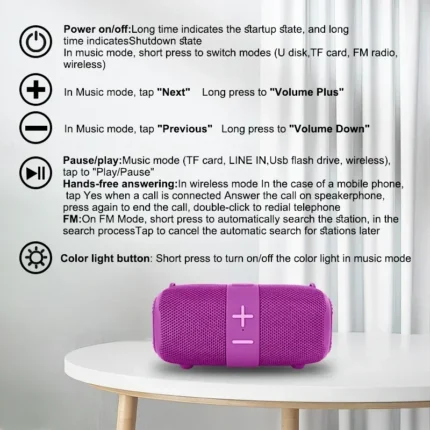 TG667 Outdoor Protable Wireless Bluetooth Speaker Dual Speaker Bluetooth 5.3 Subwoofer With RGB Support FM /TF Card/USB Disk - Image 6