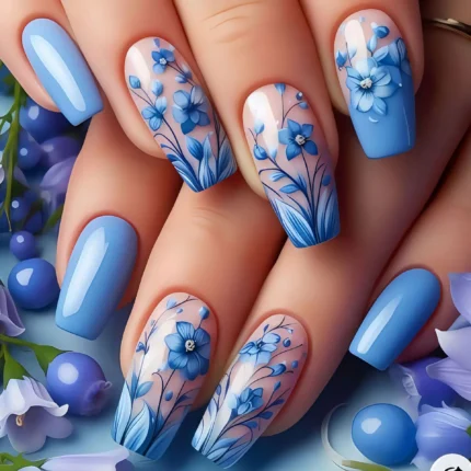 24pcs/set Short Medium fake nails for Spring summer beautiful colourful flowers bees faux ongles tips press on false nail art - Image 5