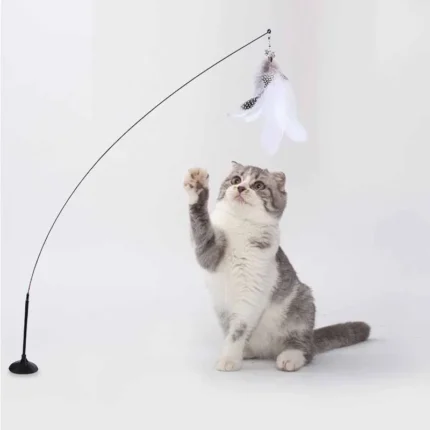 Funny Cat Toy Folorful Fluffy Feather With Bell Sucker Cat Stick Toy Kitten Play Interactive Detachable Teaser Wand Cat Supplies - Image 4