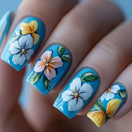 24pcs/set Medium Long fake nails for Spring summer beautiful flowers mushroom bees cute almond square tips press on false nails - Image 17