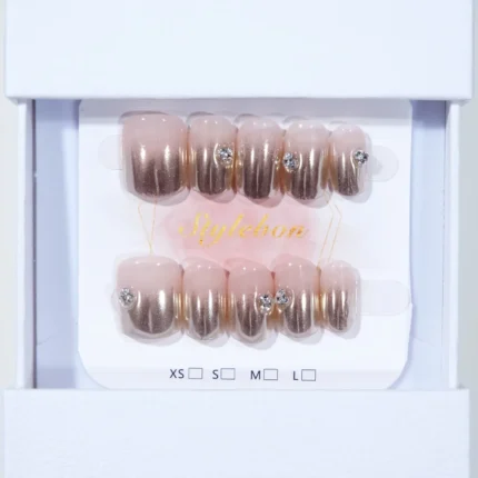 10pcs Handmade Press on Nails Dark Five Pointed Star French Gradient Fake Nail Short Detachable Wearable Nail for Women&Girl - Image 3