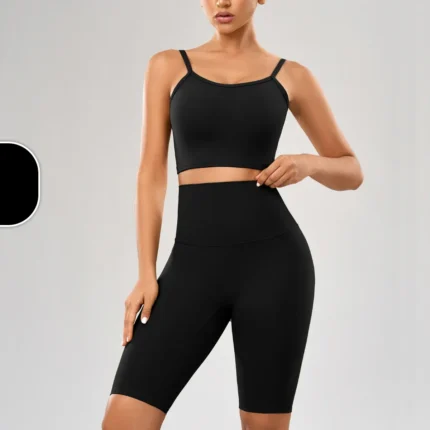 2024 New Yoga Shorts Suits Shockproof Cross back Fitness Bra High Waist Shorts Breathable Running Pilates Fitness Two Pieces Set - Image 8