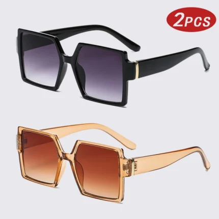 1/2pcs Vintage Large Frame Square Sunglasses Women Retro Brand Big Frame Female Sun Glasses Black Fashion Gradient Eyeglasses - Image 5