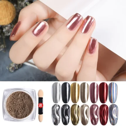1P Nail Art Mirror Glitter Powder Rose Gold Silver Metallic Effect Nail Glitter for Nails Chrome Pigment Decor Nail Accessories - Image 3