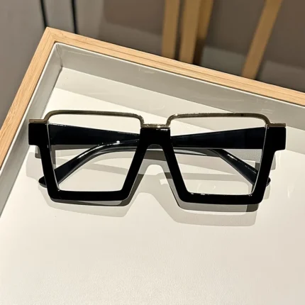 Chic Square Candy-Colored Glasses for Women - Durable Plastic & Metal Frame, Blue Light Blocking Clear Lens, Perfect for Parties - Image 8