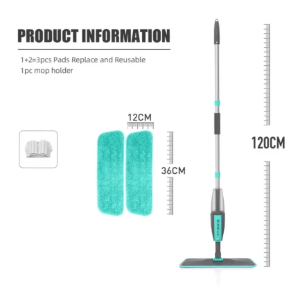 Magic Floor Cleaning Sweeper Brooms With Microfiber Pads 360° Rotation Flat Spray Floor Mop Broom For Cleaning Home Spin Mop - Image 8