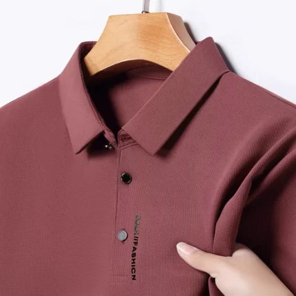 Fashionable new brand short sleeved high-end men's business casual polo shirt high-quality customized letter relief T-shirt top - Image 5