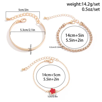 Geometric Smooth Rhinestone Chain Five Leaf Grass Flower Adjustable Bracelets for Women Fashion Jewelry Minimalist Accessories - Image 6