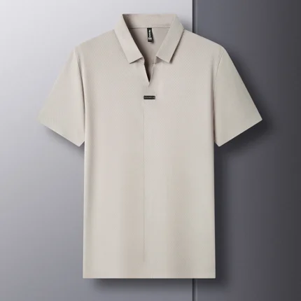 Light luxury men's short sleeved polo shirt summer new style men's Korean metal decoration design cool ice silk casual T-shirt - Image 6