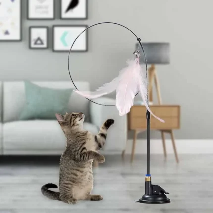 Funny Cat Toy Folorful Fluffy Feather With Bell Sucker Cat Stick Toy Kitten Play Interactive Detachable Teaser Wand Cat Supplies - Image 3