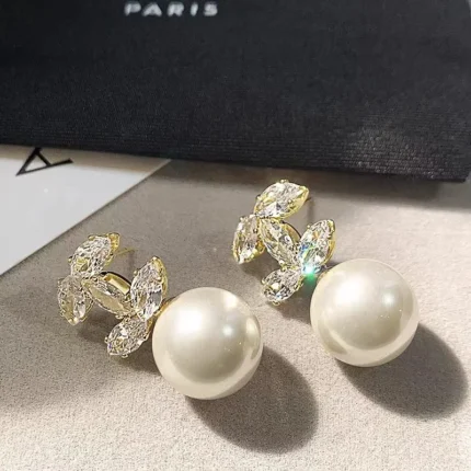 Fashion Trendy Cubic Zirconia Pearl Chic Earrings for Women Advanced Sense Shiny Letter Dangle Earrings Elegant Jewelry Gifts - Image 5