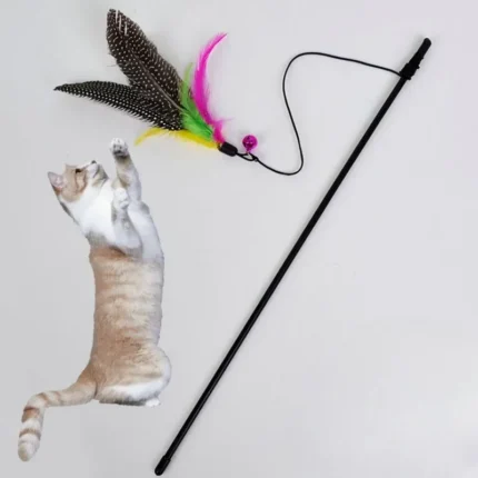 New Great Kitten Play Interactive Fun Toy Cat Teaser Wand Rod with Bell Colorful Feather Cats Toys Outdoor Garden Cat Supplies - Image 6