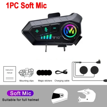 1/2Pcs Bluetooth Motorcycle Helmet Intercom Wireless Interphone Intercomunicador 2000Mah Moto Walkie Talkie Y10 2x - Image 6