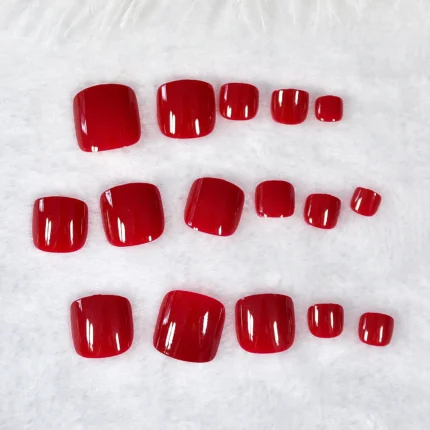press on fake toenails glossy pure color for summer toenails art for women girl - Image 6
