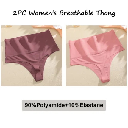 FINETOO 2Pcs Women Waffle Bodysuit Shapewear Sexy High Waist Panties Tummy Control Thongs Female Breathable Slimming Underwear - Image 18